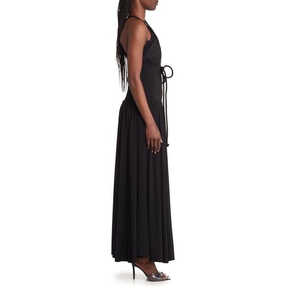 Harbison Moonbeam Cutout Jersey Maxi Dress Women's Medium Black Sleeveless NWOT - Picture 9 of 11